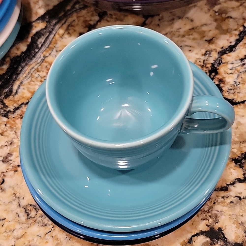 FIESTAWARE Turquoise Cup & Saucer - Fiesta Ware Tea Coffee